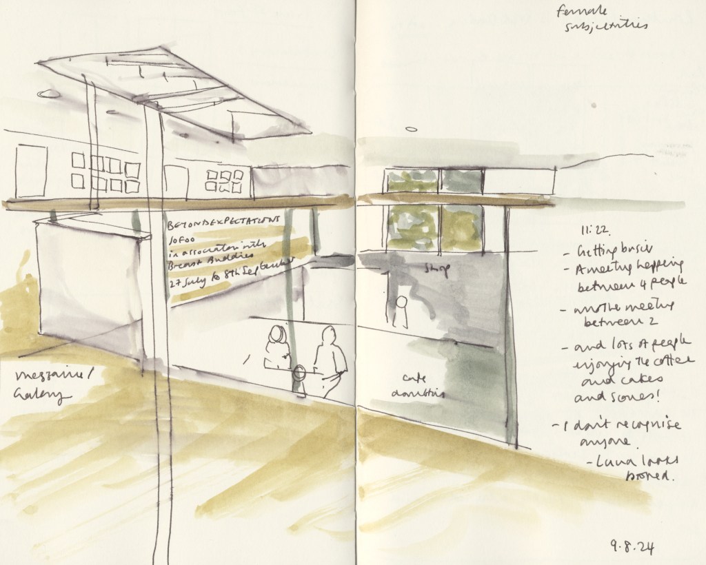 sketch of a gallery space upstairs in the Birnam Arts centre.